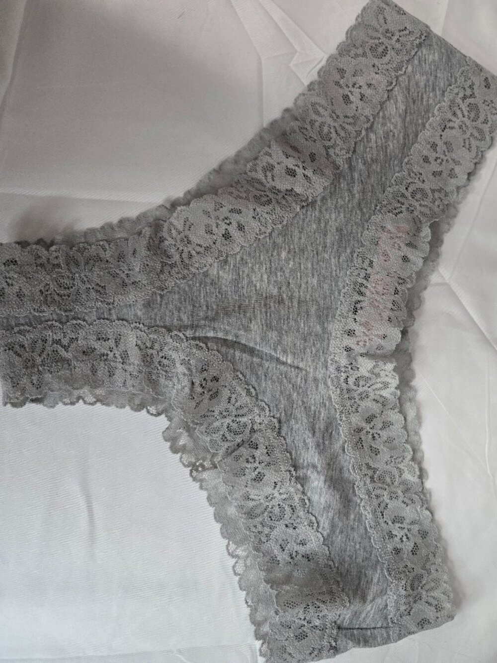NWT Victoria's Secret Large gray cheeky panties lace waist style 11150609